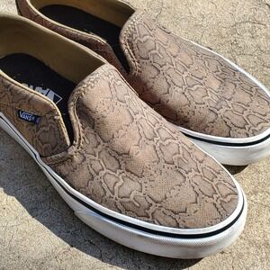 Vans Classic Asher Slip-On Snakeskin Brown Olive Sneakers Womens 8 Skate Casual